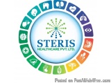 The image is a circular logo for Steris Healthcare Pvt. Ltd. The logo is in the center of the image and is a blue circle with...