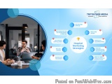 The image is a graphic design for a website called "Triton Web Media". It has a blue background with a circular shape on the...