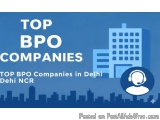 The image is a graphic design that features the text "Top BPO Companies in Delhi NCR" in white capital letters on a blue back...