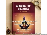 The image is a book cover of the book "Wisdom of Vedanta" by H.L. Sharma. The cover is predominantly maroon in color with whi...