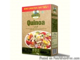 The image is of a box of Jewel Farmer Quinoa. The box is rectangular in shape and has a light brown color. The front of the b...