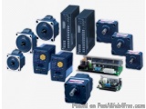 The image shows a collection of different types of gear motors and electronic components. There are nine gear motors in total...