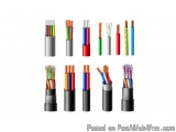 The image shows a set of six different types of electrical cables. There are six cables in total, each with a different color...