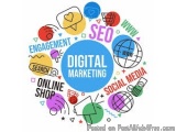 The image is a circular graphic with the words "Digital Marketing" in the center. Surrounding the text "SEO" in blue, which i...