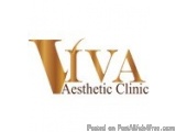 The image is a logo for a cosmetic clinic called "Aesthetic Clinic". The logo is rectangular in shape and has a white backgro...