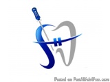 The image is a logo or icon of a dental instrument, specifically a syringe with a blue handle and a silver needle. The syring...