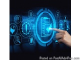 The image shows a hand pointing towards a blue circle with a document icon in the center. The document icon has an arrow poin...
