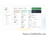 The image is a screenshot of a project management dashboard. The dashboard is divided into two sections. On the left side, th...