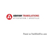 The image is a logo for Abayam Translations Attestation / Apostille. The logo is a red circle with a white cross in the cente...