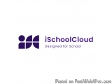The image is a logo for a company called "iSchoolCloud Designed for School". The logo is a simple design with a purple color...
