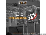 The image is an advertisement for the CMC Classic Marble Company, an Italian marble company. The background of the image is a...