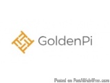 The image is a logo for GoldenPi, a social media platform. The logo is a square with the word "GoldenPi" written in a bold, s...