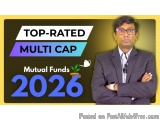 The image is a banner or advertisement for a company called "Top-Rated Multi Cap Mutual Funds 2026". The background of the ba...