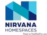 The image is a logo for Nirvana Homespaces. It is a square logo with a blue background and white text. The text reads "Nirvan...