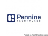 The image is a logo for Pennine Technologies. It is a blue square with the word "Pennine" written in white capital letters in...
