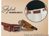 The image shows a pair of women's belts. The belts are made of leather and have a brown color. They have a silver buckle and...