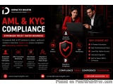 The image is an advertisement for Impacto Digifin AML & KYC Compliance. It features a man and a woman sitting at a desk with...