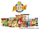 The image is a collection of various types of snacks from the brand Deepak. The logo of Deepak is prominently displayed at th...