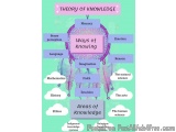 The image is a diagram that shows the theory of knowledge. It is divided into six sections, each representing a different asp...