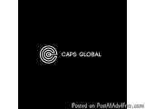 The image is a black background with a white logo in the center. The logo is a circular design with the words "CAPS GLOBAL" w...