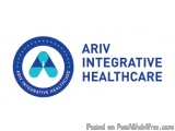 The image is a logo for ARIV Integrative Healthcare. It is a circular logo with a blue background and a white border. Inside...