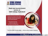 The image is an advertisement for Siva Sivani Degree College in Hyderabad, India. The background of the image is white with a...
