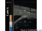 The image is an advertisement for Immersive Technologies' Cat6-A FUTP Network Cable. The background of the image is black, an...