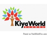 The image is a logo for KiyaWorld School. It is a simple design with a white background and a colorful tree in the center. Th...