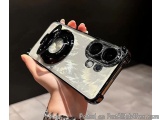 The image shows a hand holding a phone case with a unique design. The phone case is made of a transparent material with a bla...