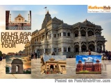 The image is a collage of six photographs of the Delhi Agra Mathura Vrindava Tour, a historical monument located in India. Th...