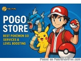 The image is an advertisement for Pogo Store, a popular mobile game store that offers best Pokémon Go services and level boos...