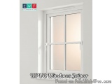 The image shows a UPVC window in Jaipur, India. The window is white in color and has a glass panel with six panes. The panes...