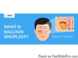 The image is an illustration of a person's face with the text "What is Balloon Sinuplasty" above it. The background is blue a...