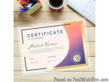 The image is a photograph of a certificate of achievement issued by the Indian government. The certificate is rectangular in...