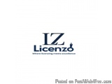 The image is a logo for a company called Licenzo. The logo is written in a modern, sans-serif font and is in a dark blue colo...