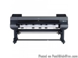 The image shows a large format printer, specifically a large-format printing machine. It is black in color and has a sleek an...
