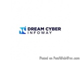 The image is a logo for Dream Cyber Infoway. It has a blue and white color scheme and the text "Dream Cyber" is written in a...