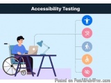 The image shows a person in a wheelchair sitting at a desk with a laptop and a lamp. The person is wearing a blue shirt and a...