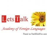 The image is a logo for the Academy of Foreign Languages. The logo is rectangular in shape and has a white background. On the...
