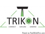 The image is a logo for a company called TRIKON. The logo is black and green in color and has the word "TRIKON" written in bo...