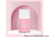 The image is a product advertisement for Masami Sundowner SPF 50. It features a pink-colored bottle with a white cap. The bot...