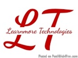 The image is a logo for a company called "Learnmore Technologies". The logo is written in a cursive font with the letters "DT...