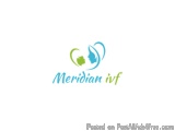 The image is a logo for a company called Meridian IVF. The logo is a combination of two elements - a heart and a bird. The he...