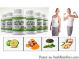 The image is a collage of six white bottles of African Lean Belly supplements. The bottles are arranged in a row and each bot...