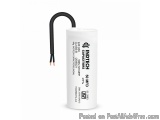 The image shows a white cylindrical capacitor with a black wire attached to it. The capacitor has the brand name "INDTECH" wr...