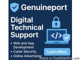 The image is a graphic design that promotes Genuineport Digital Technical Support, a digital technical support service offere...