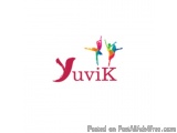 The image is a logo for a company called "Yuvik". The logo is written in a bold, sans-serif font and is in the shape of the l...