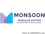 The image is a logo for Monsoon Modular System. The logo is rectangular in shape and has a blue and purple color scheme. On t...