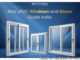 The image shows three different types of UPVC windows and doors in India. The windows are white in color and have a glass pan...
