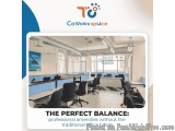 The image shows an office space with multiple desks and chairs arranged in a neat and orderly manner. The desks are arranged...